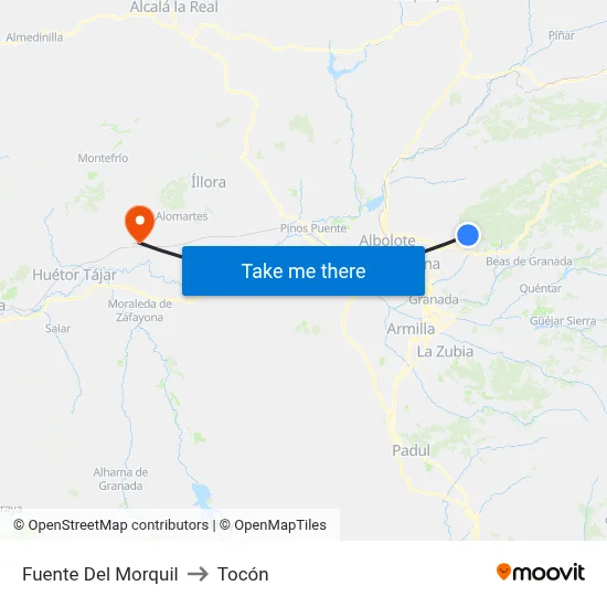 Fuente Del Morquil to Tocón map