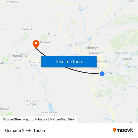 Granada 2 to Tocón map
