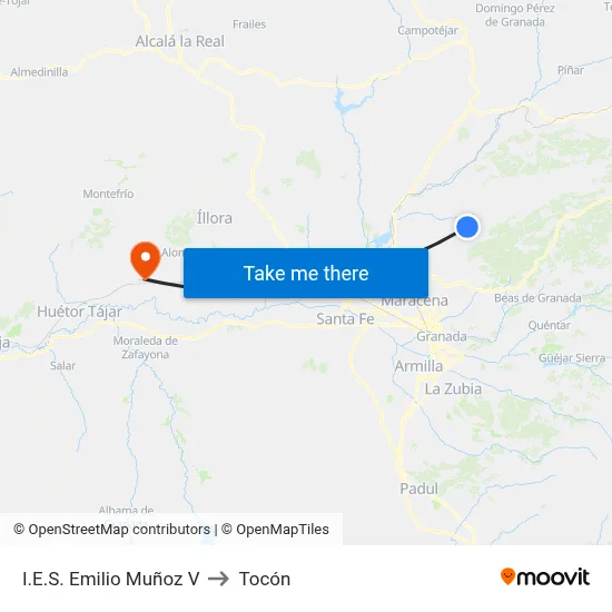 I.E.S. Emilio Muñoz V to Tocón map