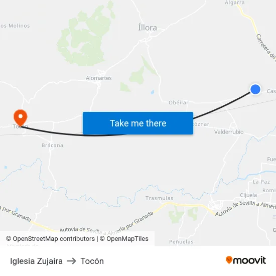 Iglesia Zujaira to Tocón map