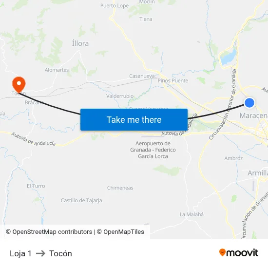 Loja 1 to Tocón map