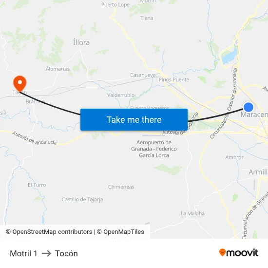 Motril 1 to Tocón map