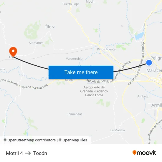 Motril 4 to Tocón map
