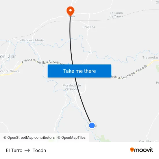 El Turro to Tocón map