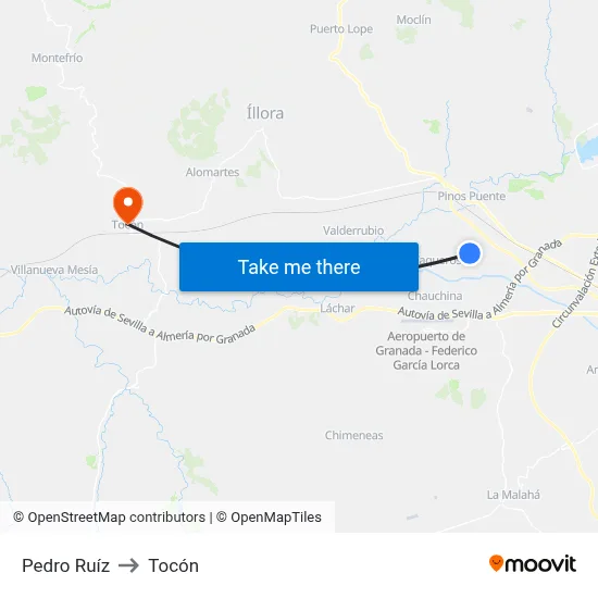 Pedro Ruíz to Tocón map