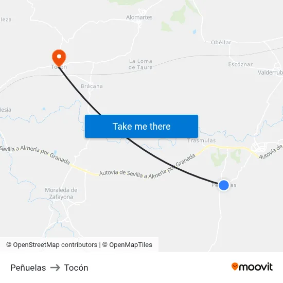 Peñuelas to Tocón map