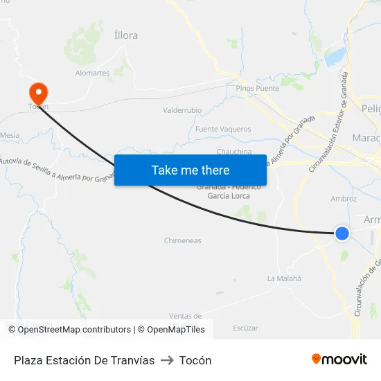 Plaza Estación De Tranvías to Tocón map
