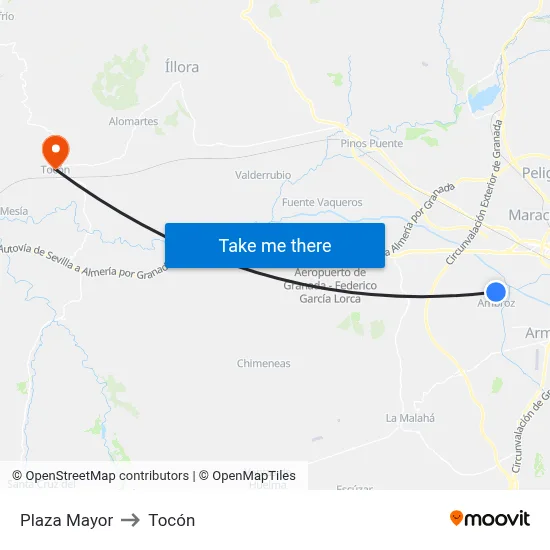 Plaza Mayor to Tocón map