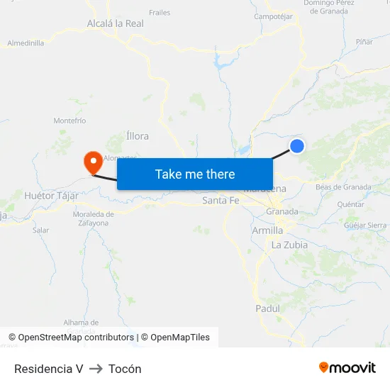 Residencia V to Tocón map