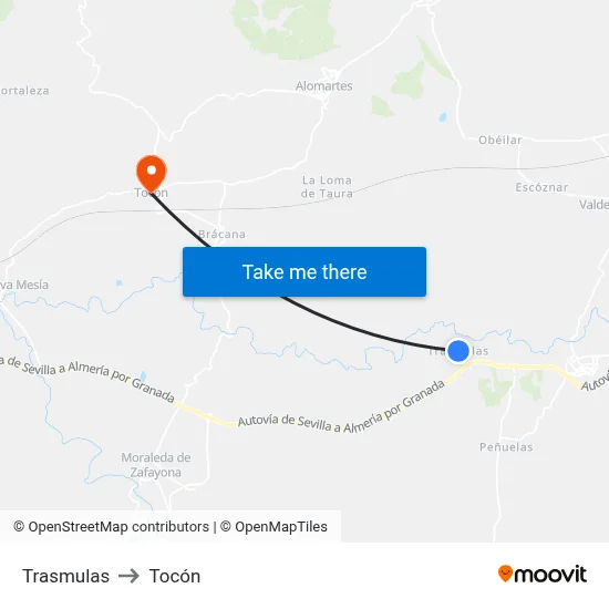 Trasmulas to Tocón map