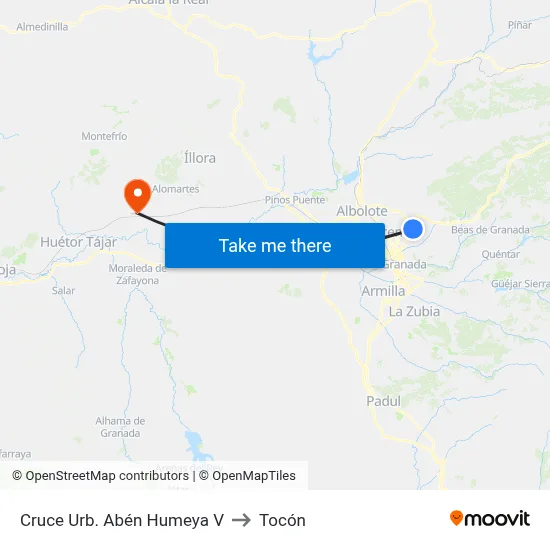 Cruce Urb. Abén Humeya V to Tocón map