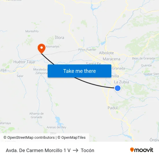 Avda. De Carmen Morcillo 1 V to Tocón map