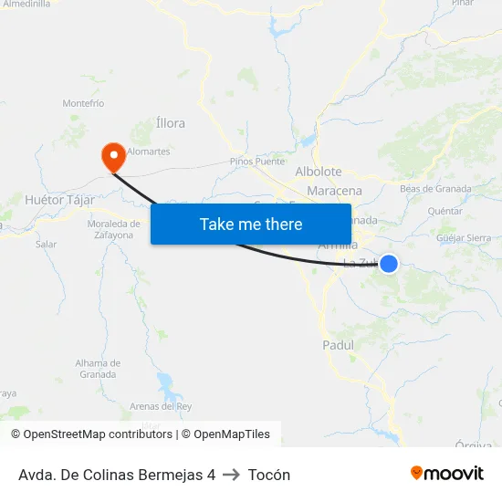 Avda. De Colinas Bermejas 4 to Tocón map