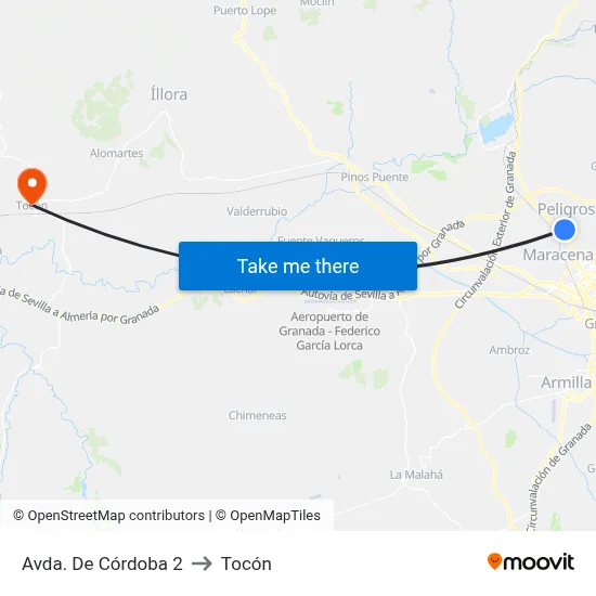 Avda. De Córdoba 2 to Tocón map