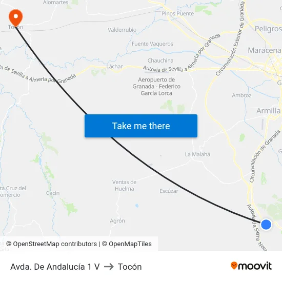 Avda. De Andalucía 1 V to Tocón map