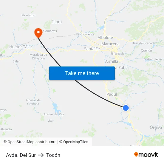 Avda. Del Sur to Tocón map