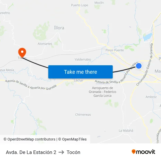 Avda. De La Estación 2 to Tocón map