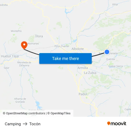 Camping to Tocón map