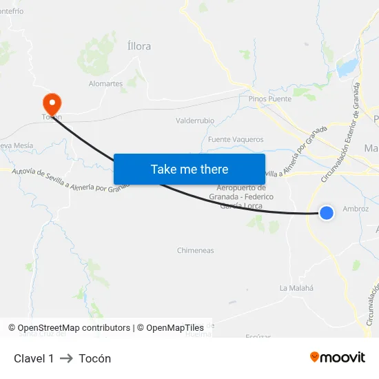 Clavel 1 to Tocón map