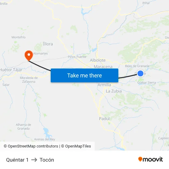 Quéntar 1 to Tocón map