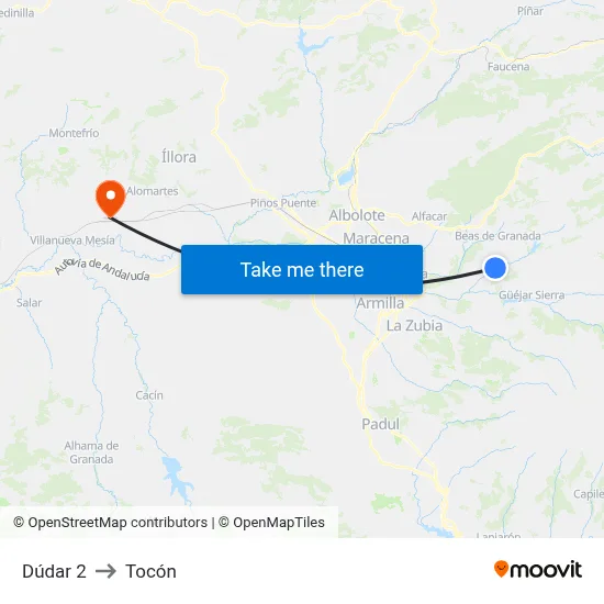Dúdar 2 to Tocón map