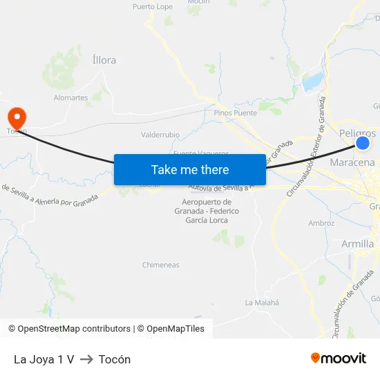 La Joya 1 V to Tocón map