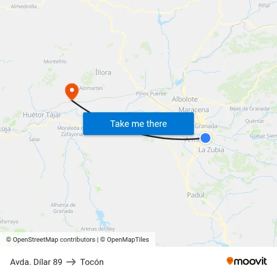 Avda. Dílar 89 to Tocón map