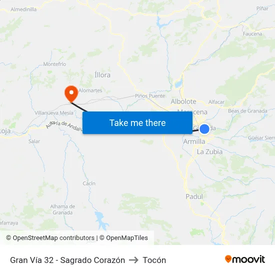 Gran Vía 32 - Sagrado Corazón to Tocón map