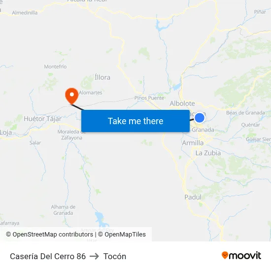 Casería Del Cerro 86 to Tocón map