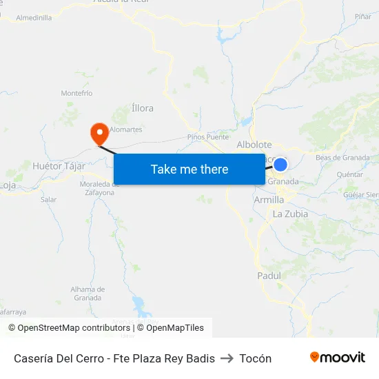 Casería Del Cerro - Fte Plaza Rey Badis to Tocón map