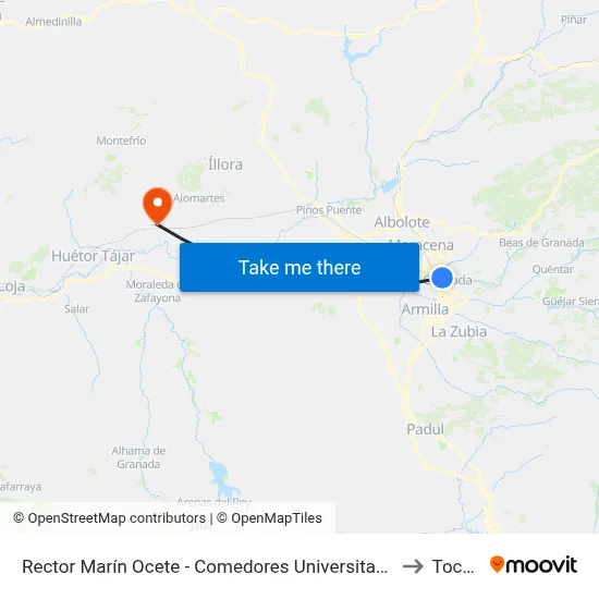 Rector Marín Ocete - Comedores Universitarios to Tocón map