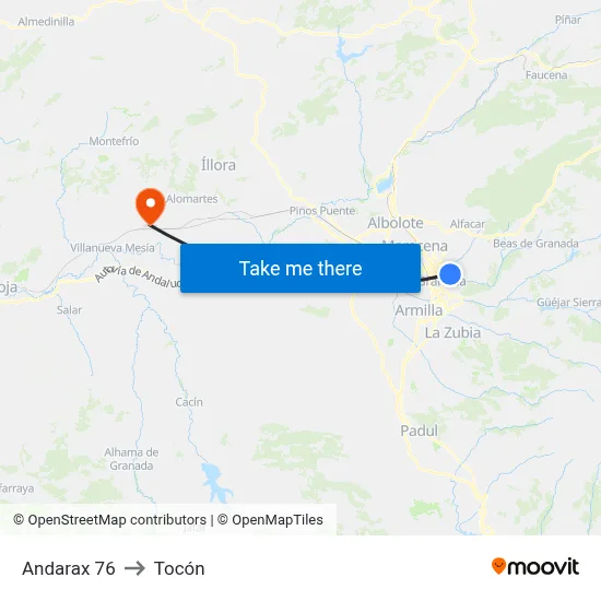 Andarax 76 to Tocón map