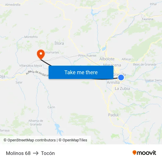 Molinos 68 to Tocón map