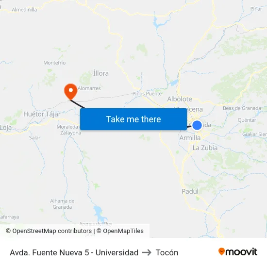 Avda. Fuente Nueva 5 - Universidad to Tocón map