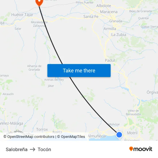 Salobreña to Tocón map