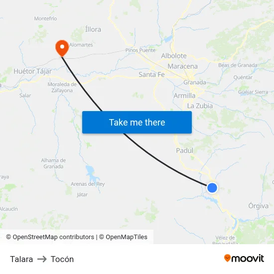 Talara to Tocón map