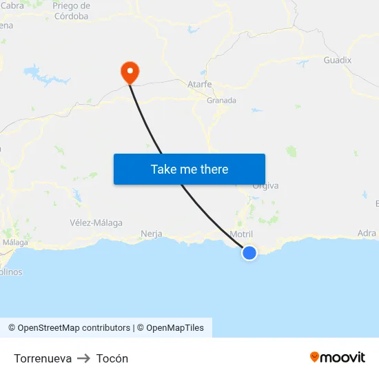 Torrenueva to Tocón map