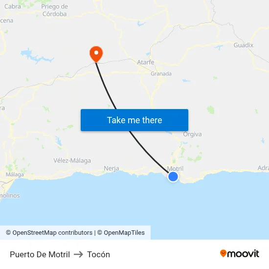 Puerto De Motril to Tocón map