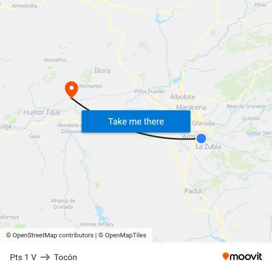 Pts 1 V to Tocón map