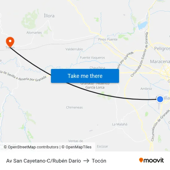Av San Cayetano-C/Rubén Darío to Tocón map