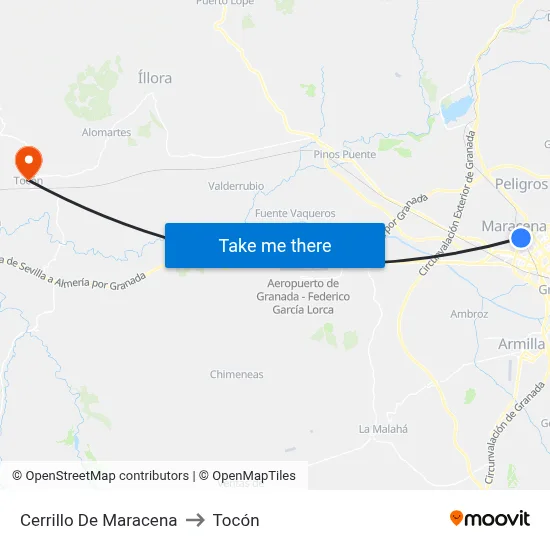 Cerrillo De Maracena to Tocón map