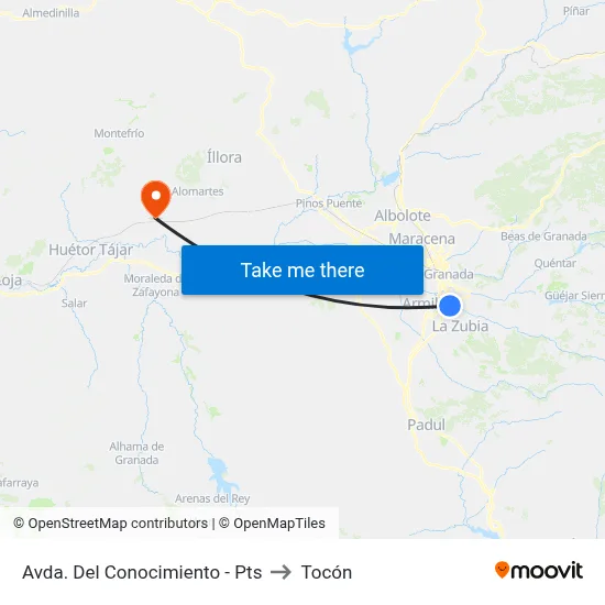 Avda. Del Conocimiento - Pts to Tocón map