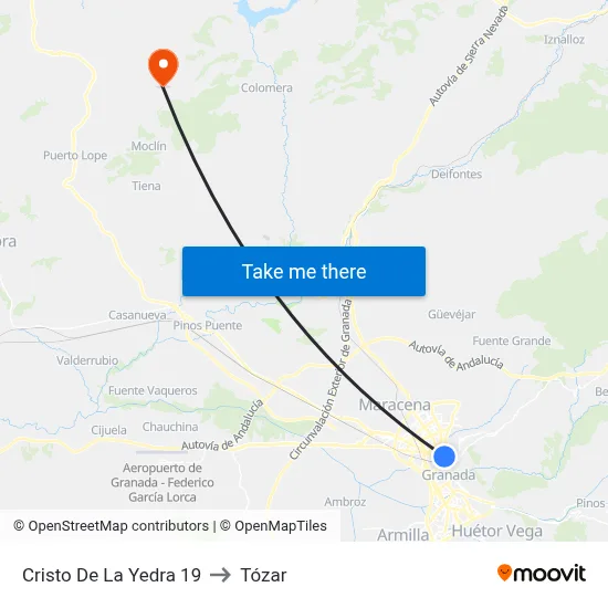 Cristo De La Yedra 19 to Tózar map