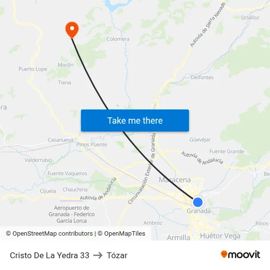 Cristo De La Yedra 33 to Tózar map