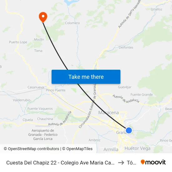 Cuesta Del Chapiz 22 - Colegio Ave Maria Casa Madre to Tózar map