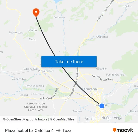 Plaza Isabel La Católica 4 to Tózar map