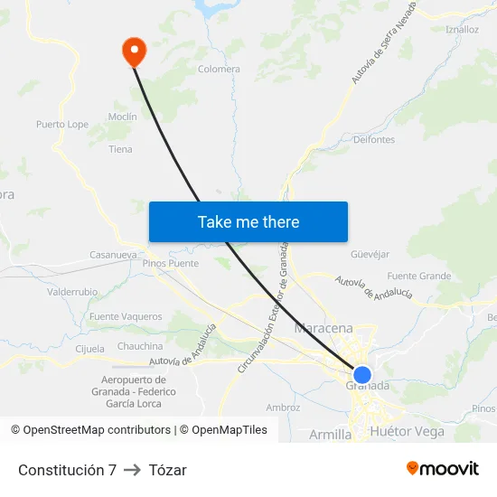 Constitución 7 to Tózar map