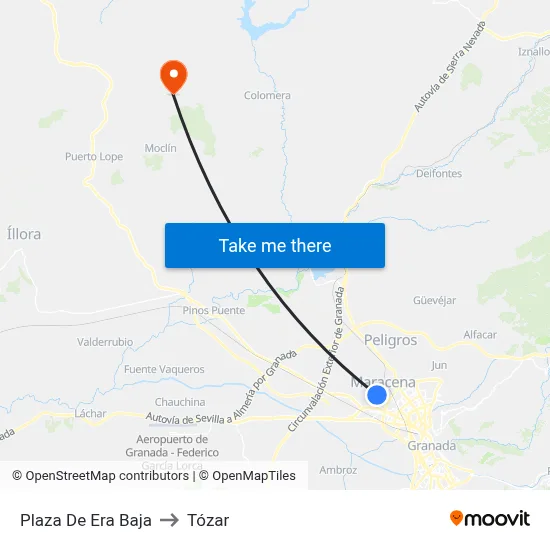 Plaza De Era Baja to Tózar map