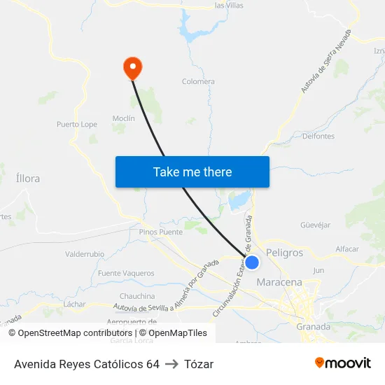 Avenida Reyes Católicos 64 to Tózar map
