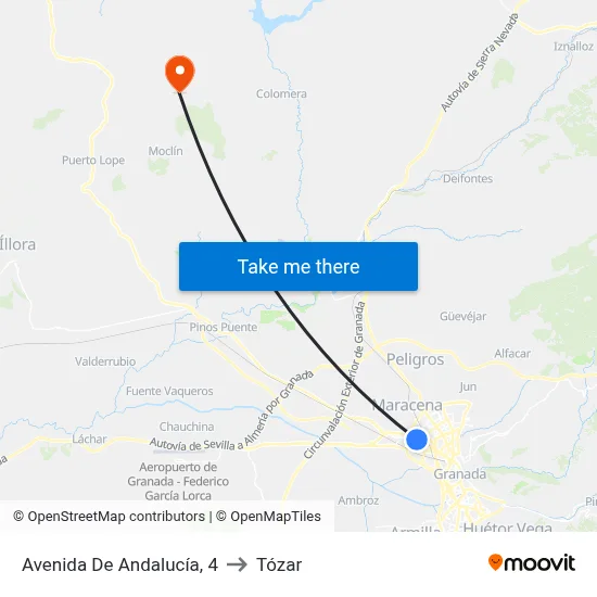 Avenida De Andalucía, 4 to Tózar map